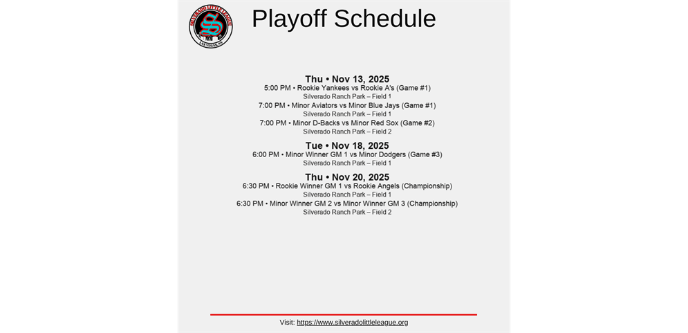 Fall 2025 Playoff Schedule